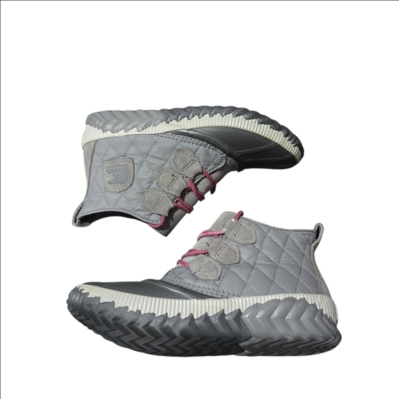 Sorel Out N About Quilted Ankle Rain Duck Boots Gray Leather Rubber Women’s 7 - Picture 11 of 16